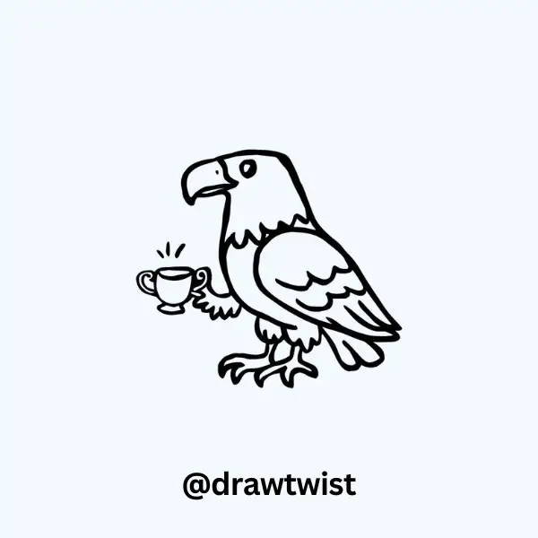 Eagle Holding a Tiny Cup
