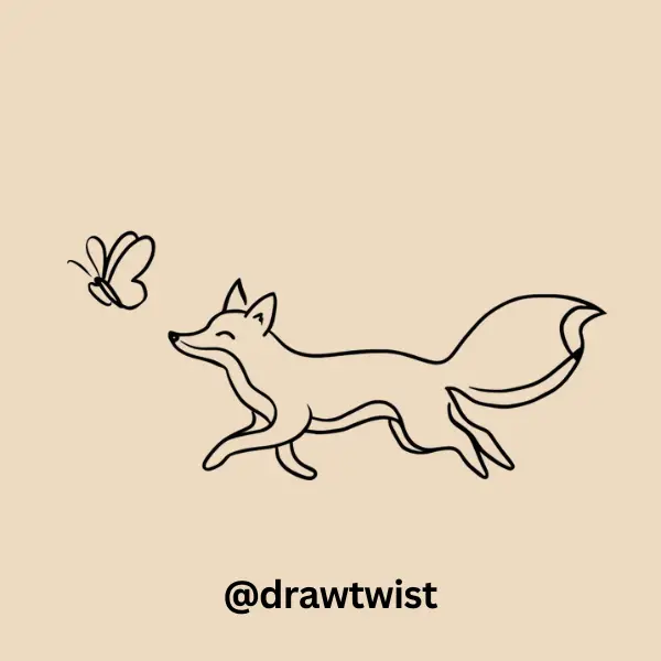 Fox Chasing A Butterfly