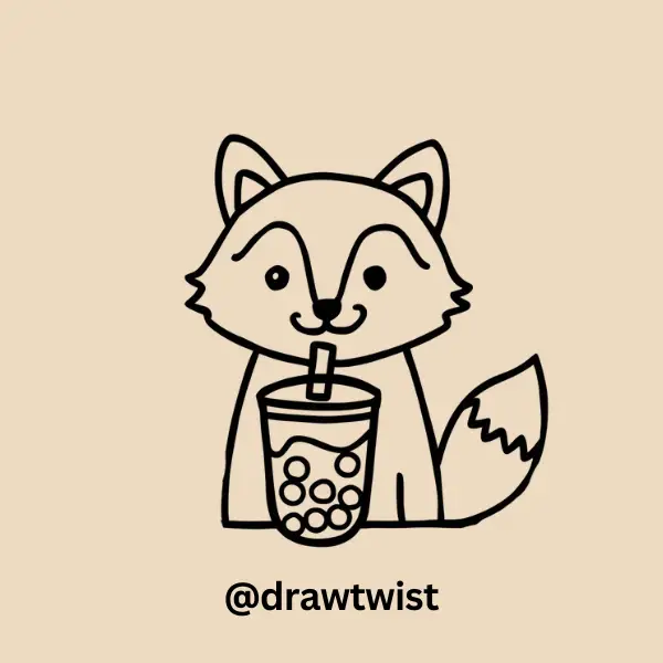 Fox Drinking Bubble Tea