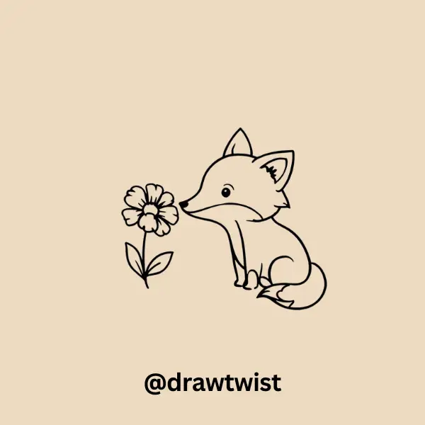 Fox Sniffing A Flower