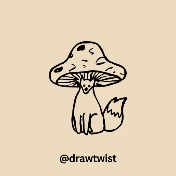 Fox With A Big Mushroom