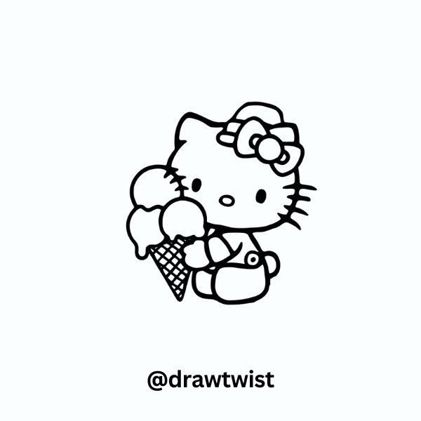 Hello Kitty Eating Ice Cream