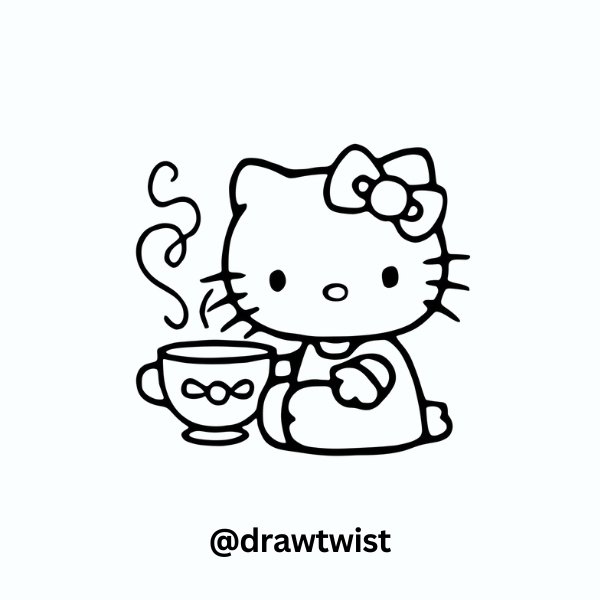 Hello Kitty with Cup of Tea