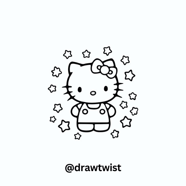 Hello Kitty with Stars Around