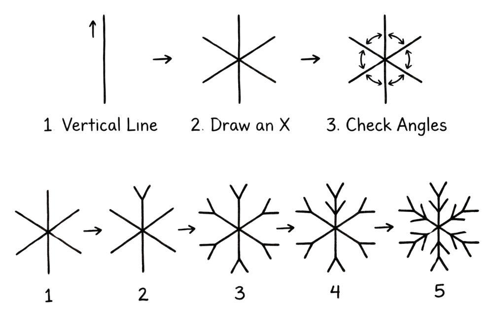 How to Draw Snowflake Doodle Drawing