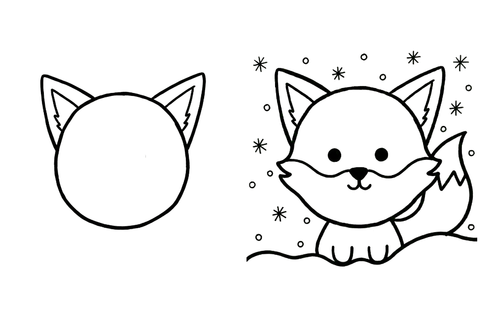 How to Draw Fox in Snow