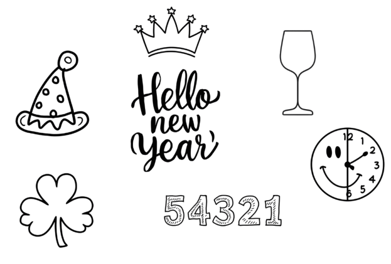 26 Easy, Cute New Year Doodle Drawing Ideas