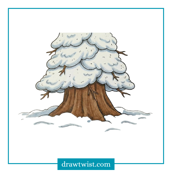 How to Draw a Snow-Covered Winter Tree