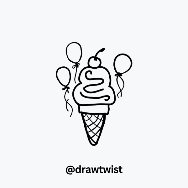 Ice Cream Cone with Balloons