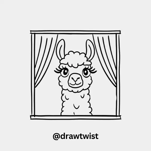 Llama Peeking Through a Window