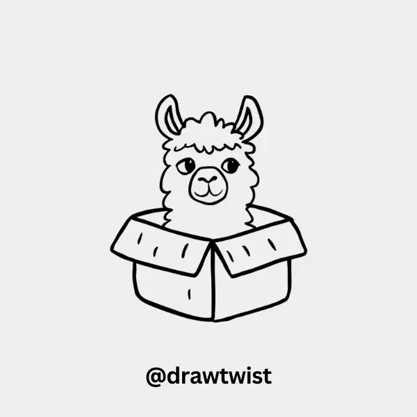Llama Peeking from a Box