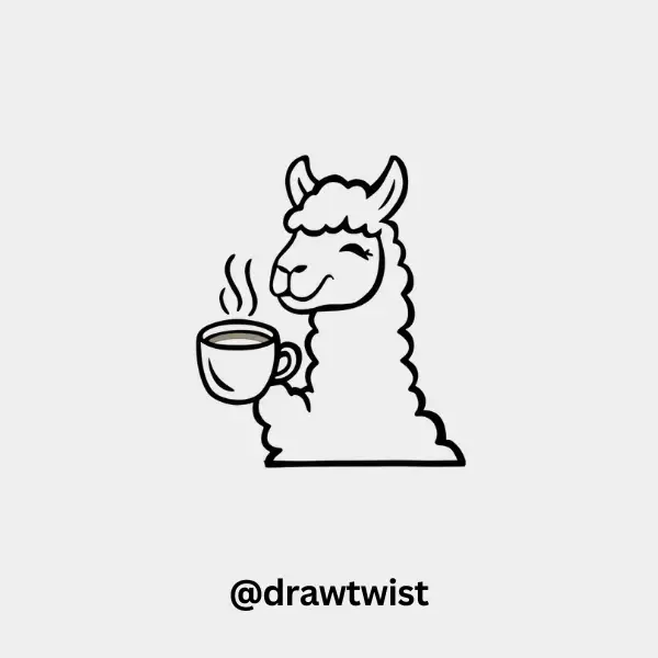 Llama with Cup of Coffee or Tea