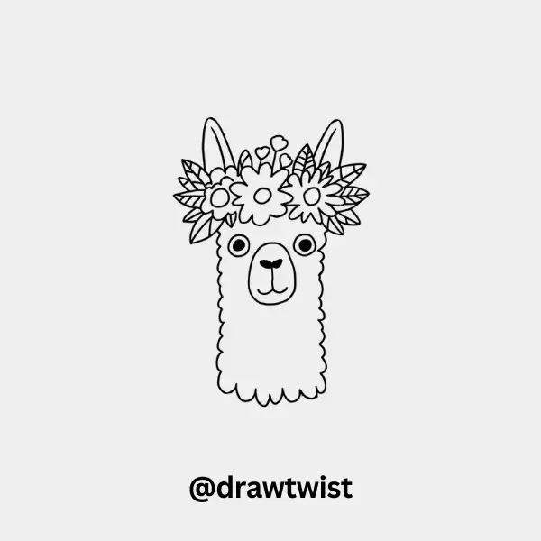 Llama with Flower Crown