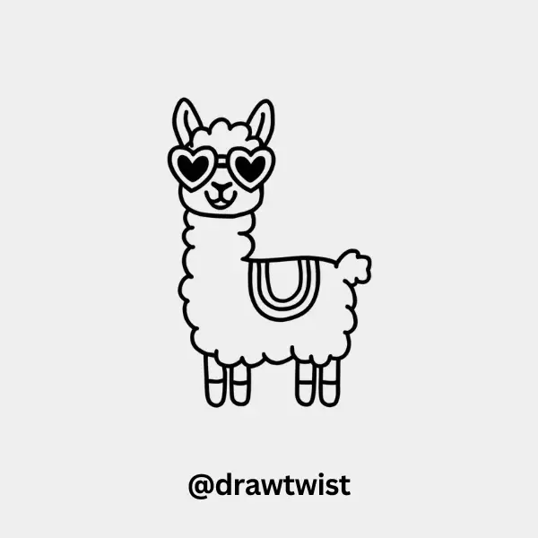 Llama with Heart Sunglasses