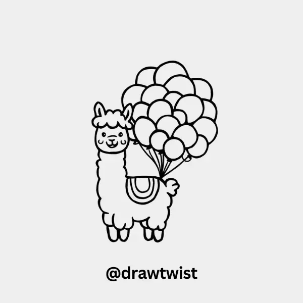 Llama with a Balloon Bunch