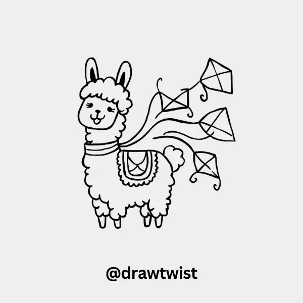 Llama with a Kite Tail Scarf