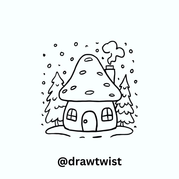 Mushroom-Shaped Winter Cabin