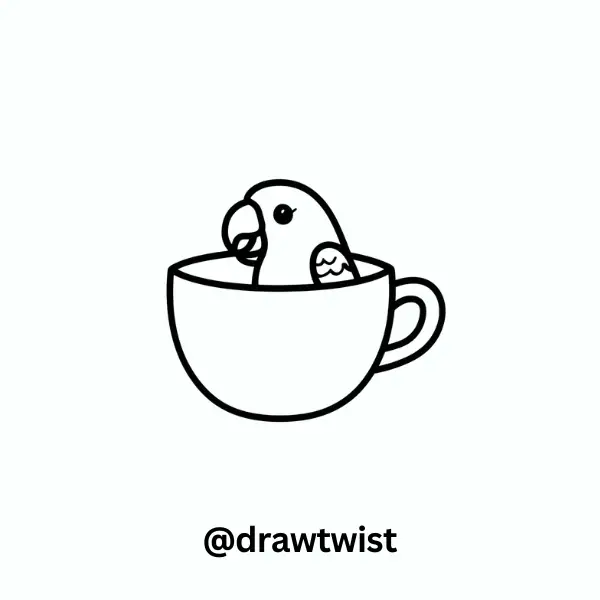 Parrot Hiding in a Cup