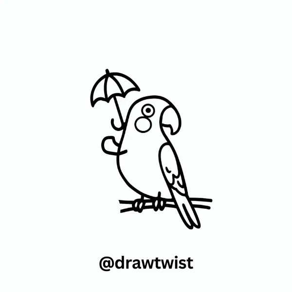 Parrot Holding a Tiny Umbrella