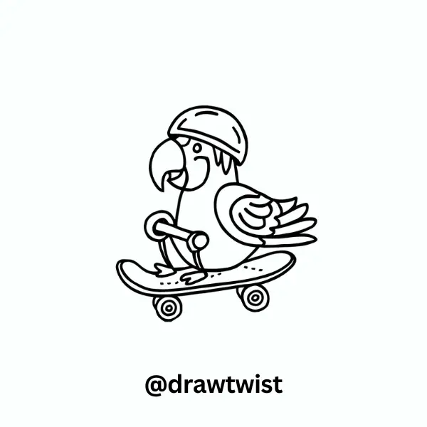 Parrot Riding a Skateboard