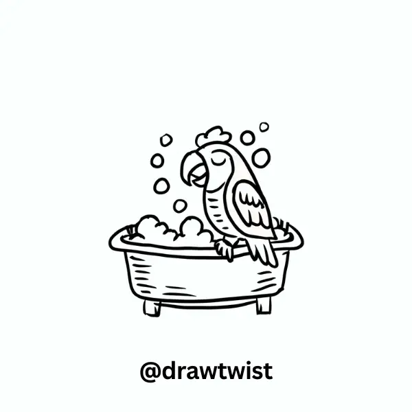 Parrot Taking a Bubble Bath