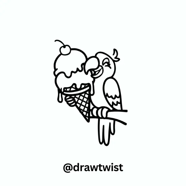 Parrot With a Big Ice Cream