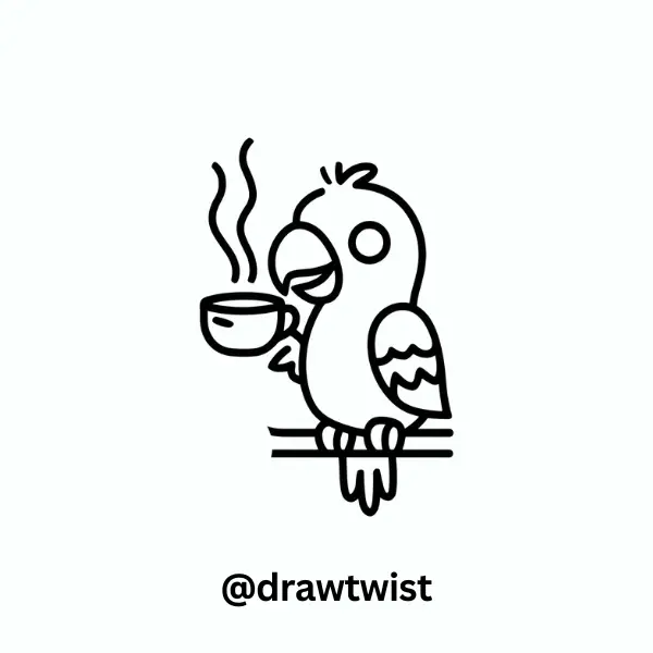 Parrot With a Cup of Tea