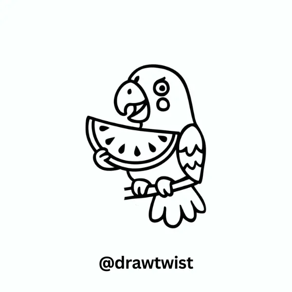Parrot With a Watermelon Slice