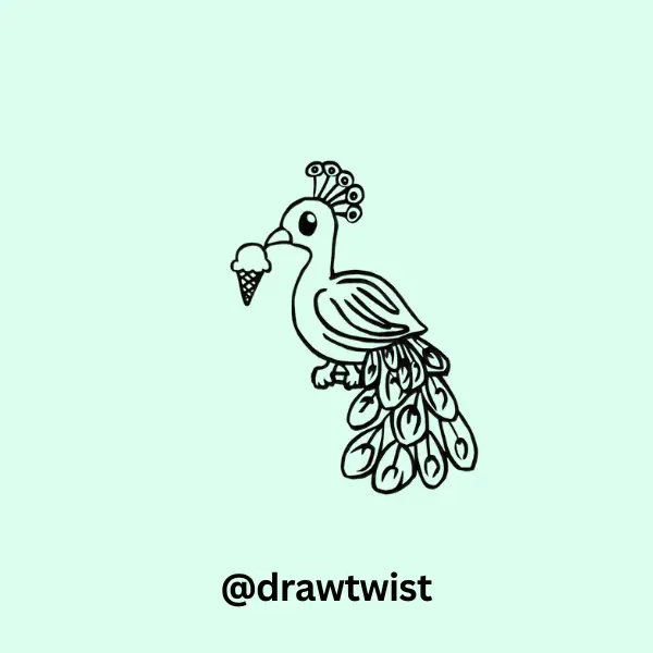 Peacock With a Tiny Ice Cream