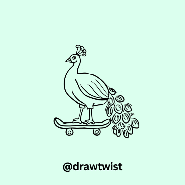 Peacock on a Skateboard