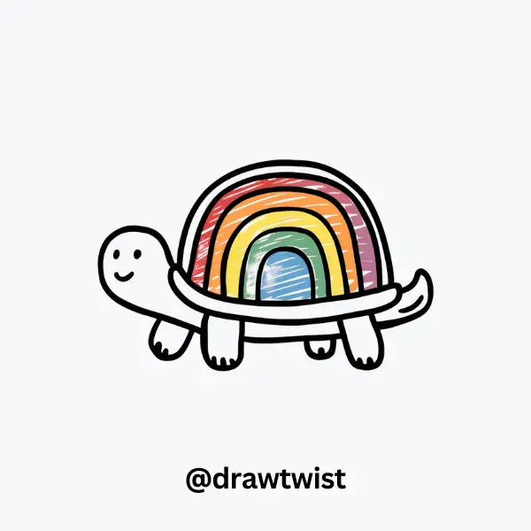 Rainbow-Colored Turtle Doodle
