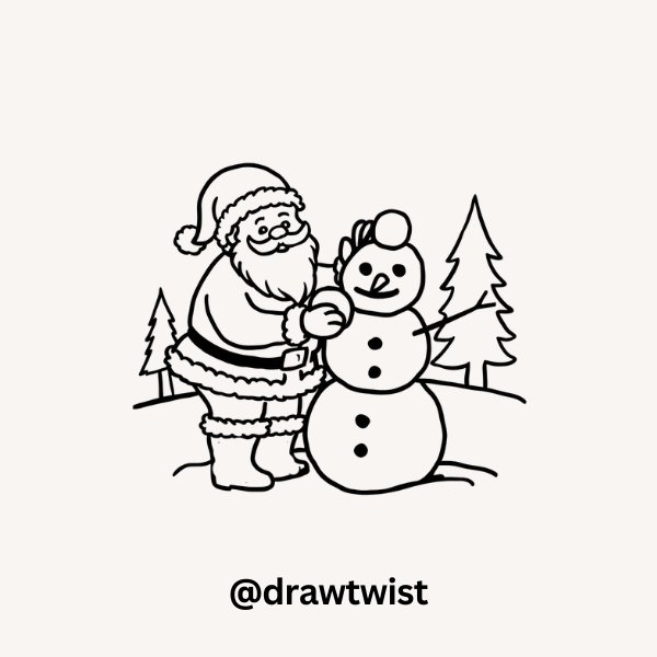 Santa Building a Snowman