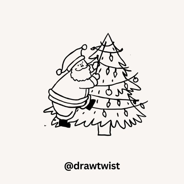 Santa Decorating a Tree