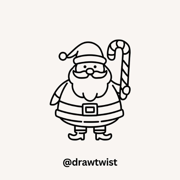 Santa Holding a Candy Cane