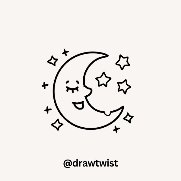 Sleepy Moon With little stars