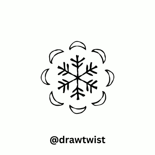 Snowflake with Crescent Moons
