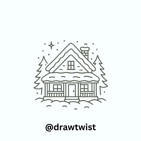 Snowy House with a Big Porch