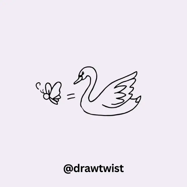 Swan Chasing a Butterfly