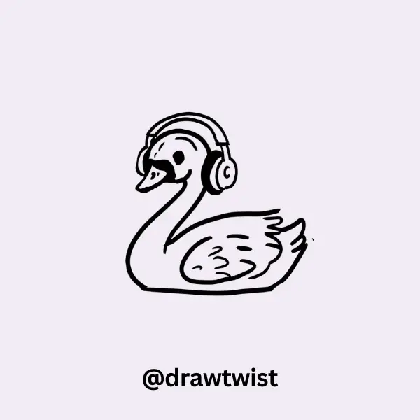 Swan Wearing Headphones