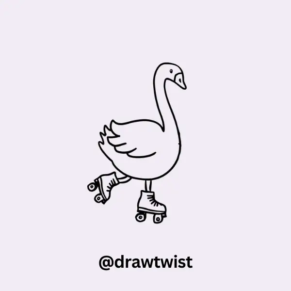 Swan Wearing Roller Skates