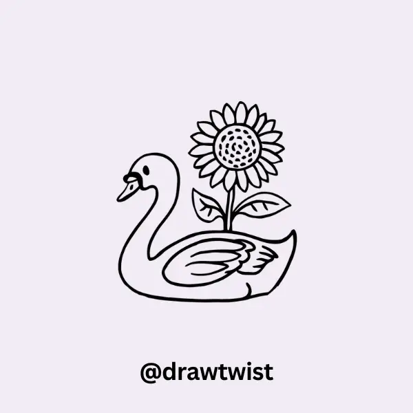 Swan with a Giant Sunflower