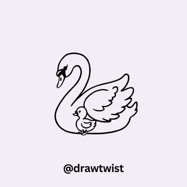 Swan with a Little Duckling
