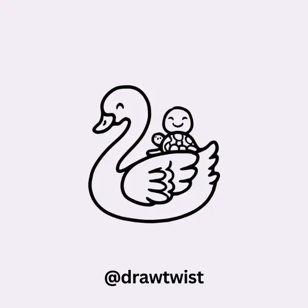 Swan with a Tiny Turtle Friend