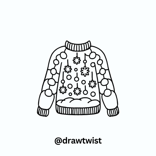 Sweater with Falling Snow Design