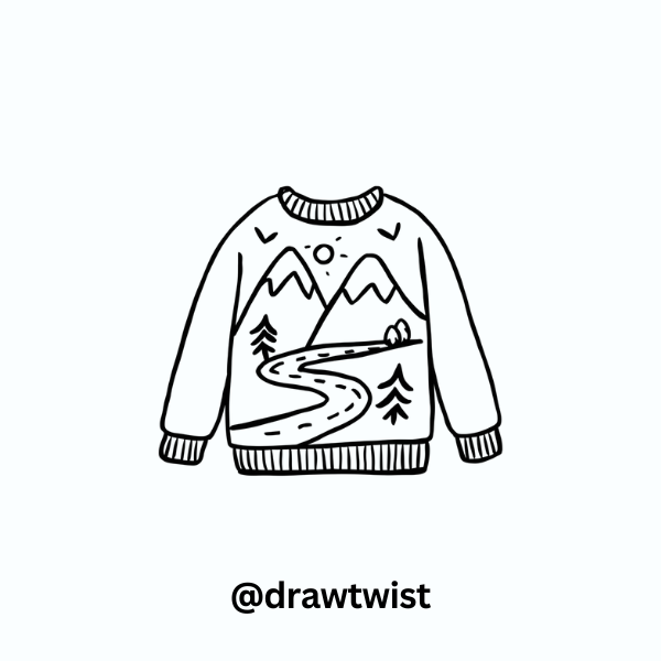 Sweater with Mountain Landscape