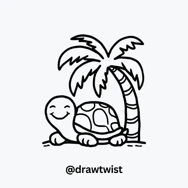 Turtle Under a Palm Tree