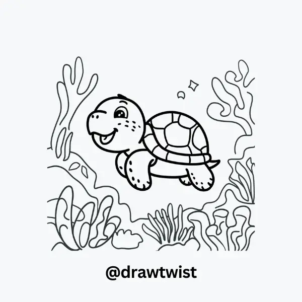 Turtle with Coral Reef Background