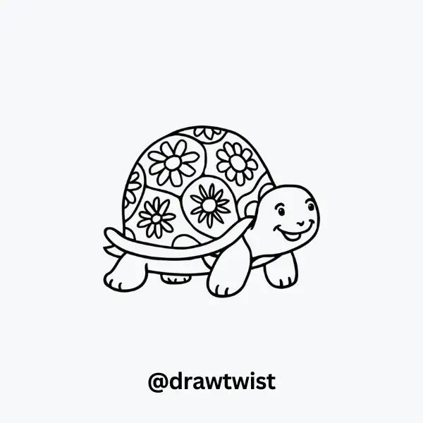 Turtle with Floral Shell Design