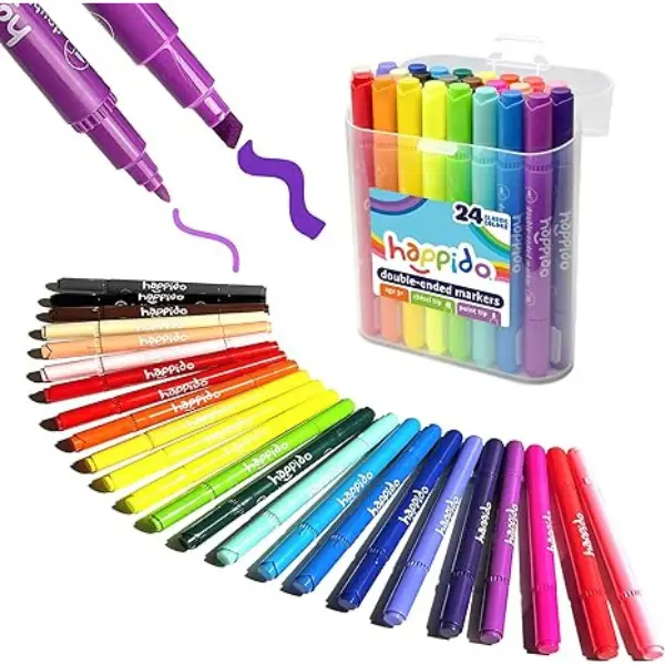 Happido Double Sided Marker Set for Kids (24 Colors) – Perfect for Little Artists