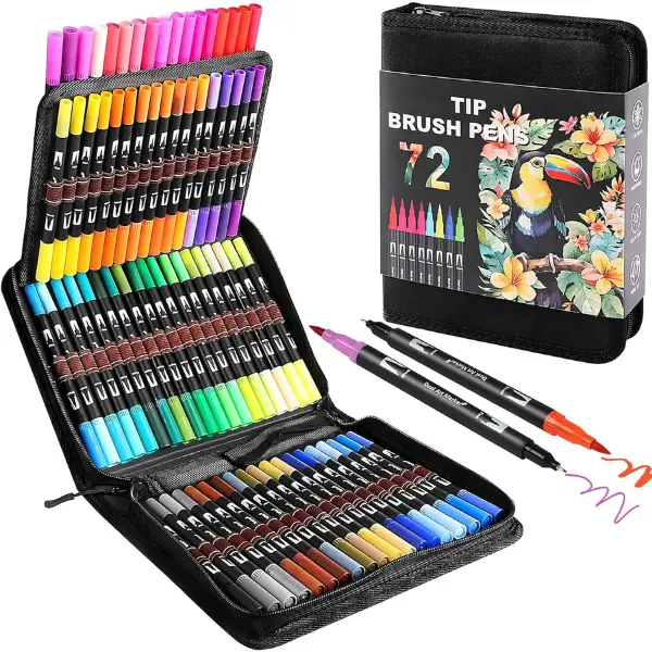 TOSHARE 72-Color Dual Tip Brush Marker Set – Perfect for Creative Kids